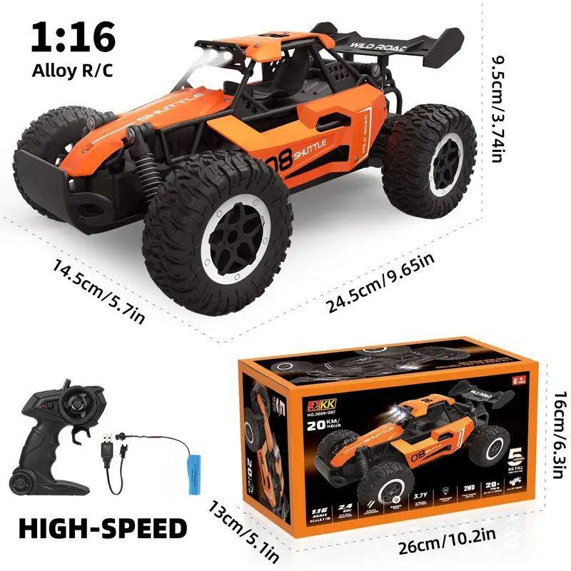 1:16 RC 2.4G High-Speed Alloy Remote Control Car - Off-Road, Climbing, and Drift Racer