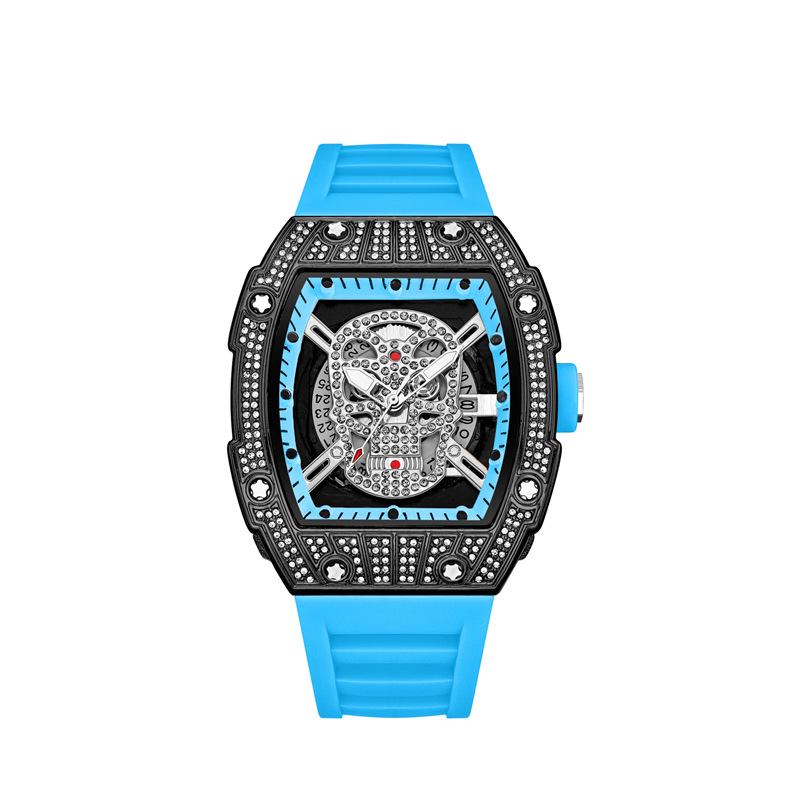 Richard Fully Automatic Men s Diamond-Studded Starry Sky Quartz Watch - Fashionable Hollow Design Bare Watch синий
