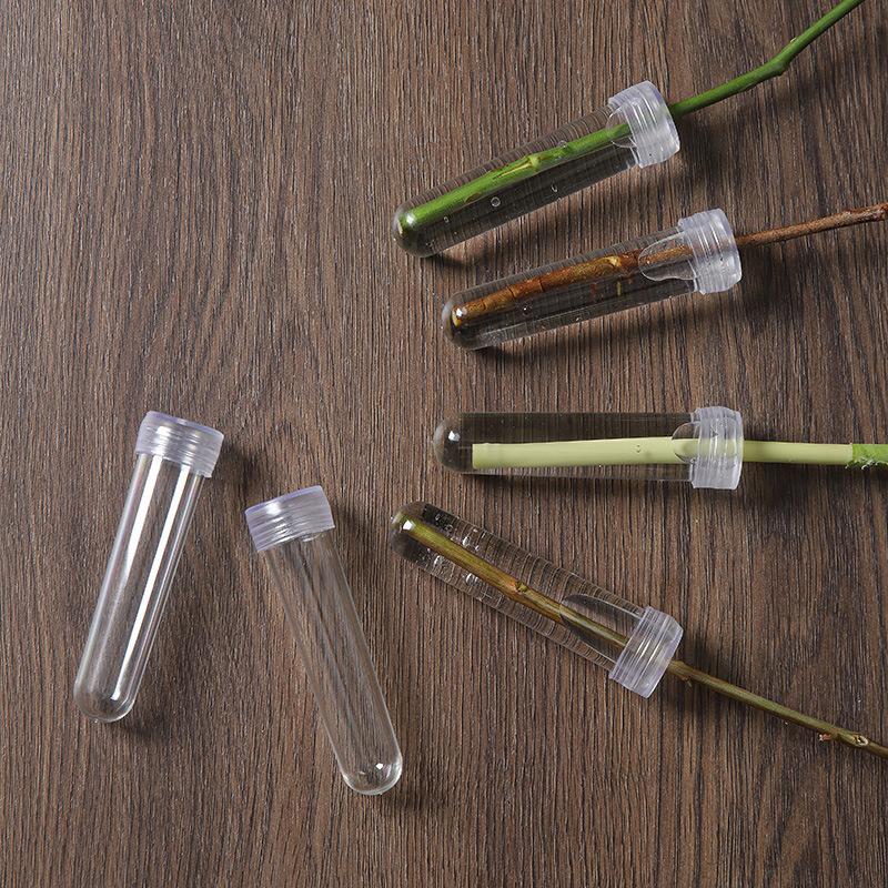 20Pcs Plastic Flower Water Tubes With Silicone Caps, Reusable Transparent Floral Vials For Flower And Plant Preservation