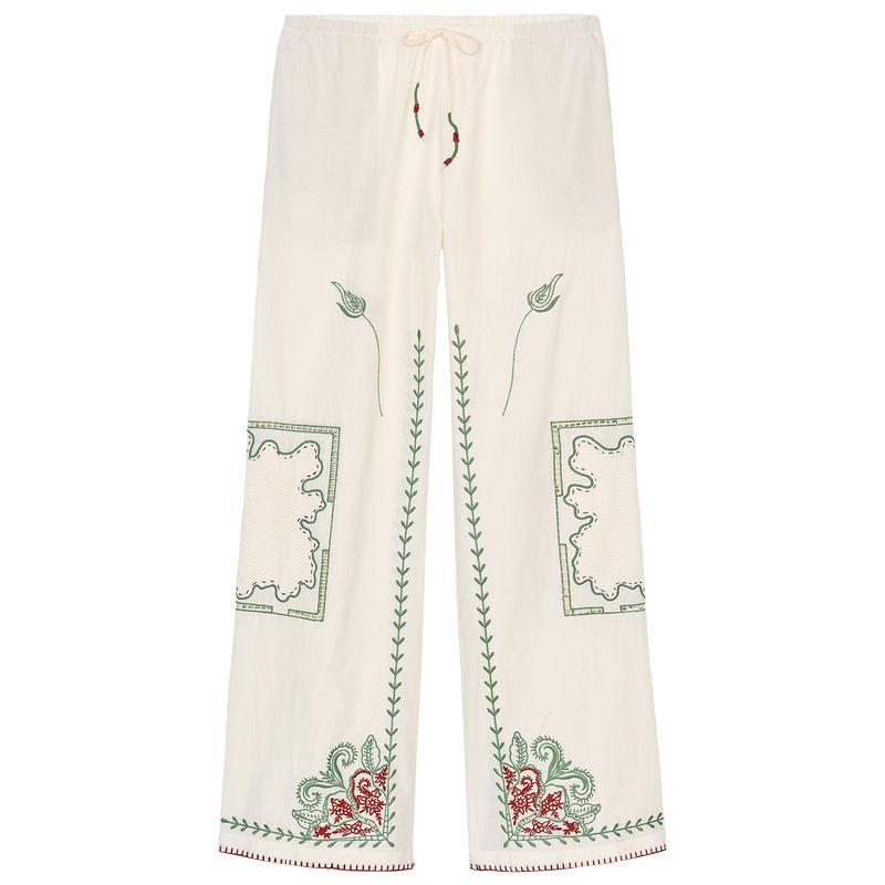 

Zaprha 2025 Summer New Simple and Versatile Fashion Contrast Color Embroidered Mid Waist Casual Trousers 5107064 Multi-color L