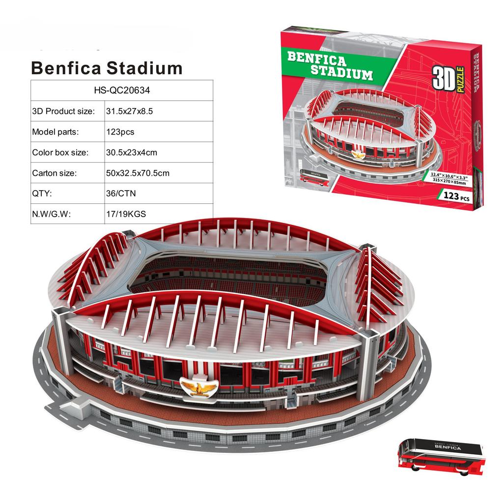 Benfica DIY Football Stadium 3D Paper Puzzle - 3D Puzzle Model, Football Fan Ornaments & Gifts 31 * 27 * 8.5 123 Pieces
