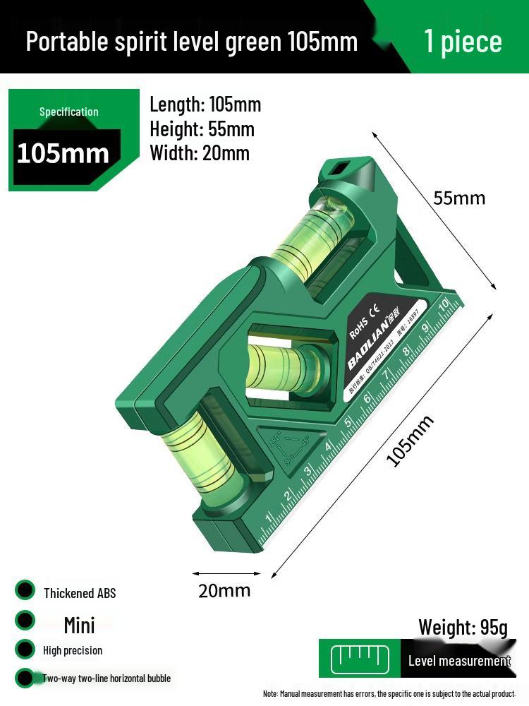 High-Precision Magnetic Spirit Level Protractor - Drop-Proof Mini Ruler