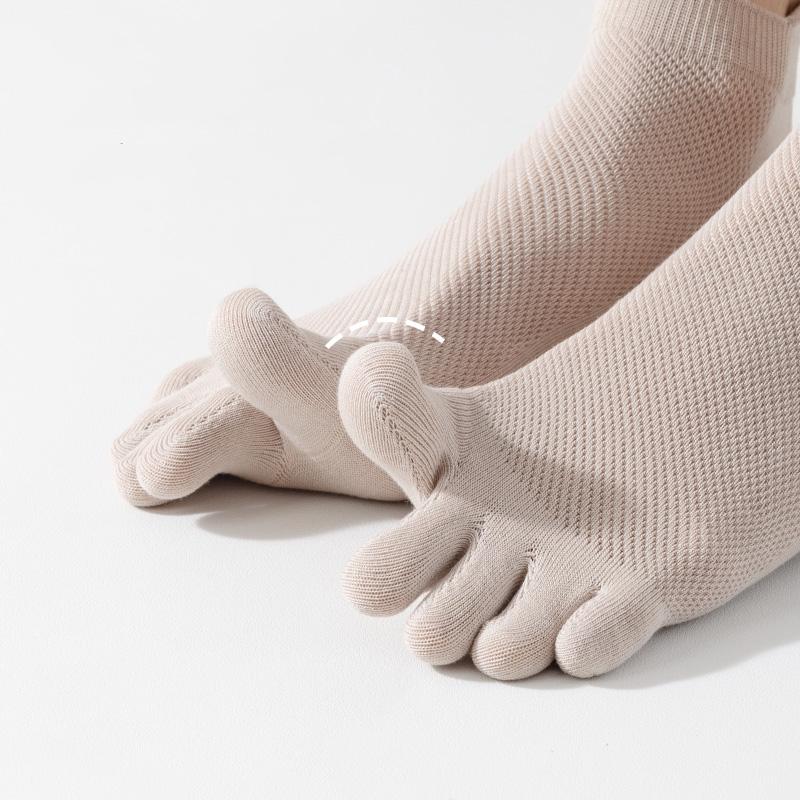 5 Pairs Summer Men's Socks Soft Meshe Breathable Cotton Sweat Absorbent Five Finger Socks Outdoor Sports Split Toe Socks