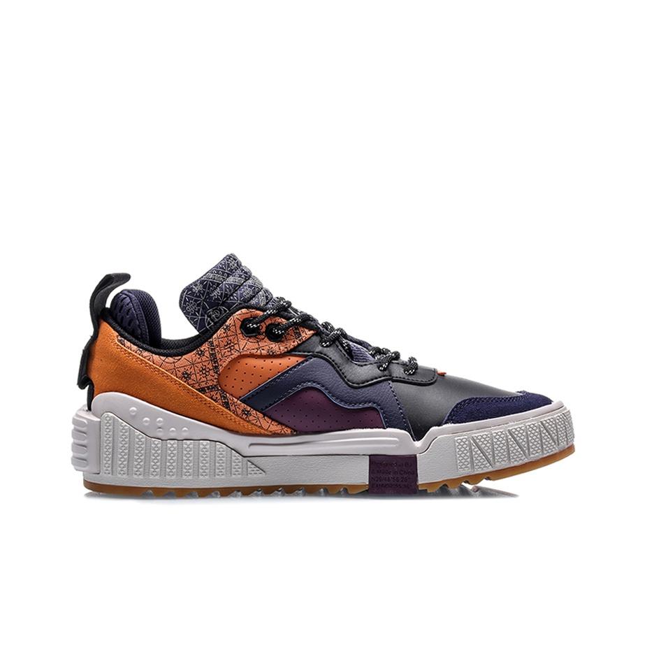 Li-Ning Unblock Casual Slip-Resistant Durable Low-Top Skate Shoes Men sneaker Black White Orange AGCQ199-3