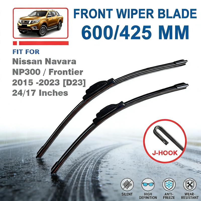 

For Nissan Navara D23 2015-2023 NP300 Frontier Front Windscreen Wiper Blades - 24 +17 Windshield Replacement Car Window Parts LHD