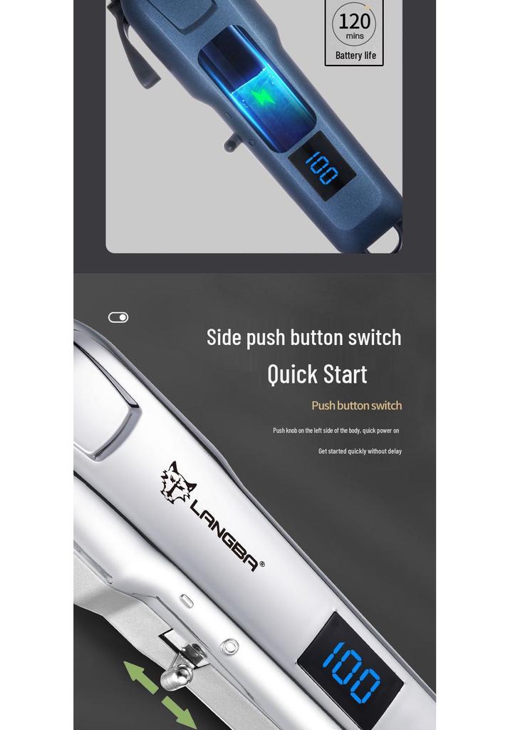 Wolf King Rechargeable Pet Hair Clipper - Electric Trimmer for Dogs & Cats