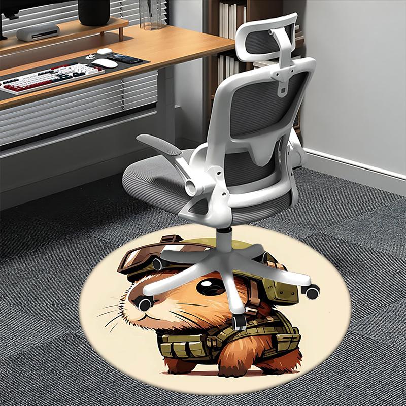 

capybara Chair mat Round Rug-Office carpet, Machine Washable, Non-slip, Suitable for Living Rooms, Bedrooms, Entryways, and Holiday-themed D 80cm by 80cm