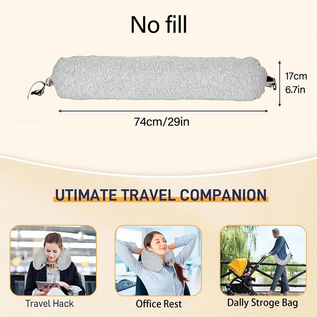 Travel Neck Pillow With Hood Airplane Neck Pillow Stuffable Fillable Storage Bag For Sleeping Home Car Plane Hotel Camping