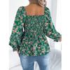 Blusa y Camisas de Chifón para Mujer Primavera Verano Manga Larga Cuello Sequre Estampado Floral Camisa Tops blusas