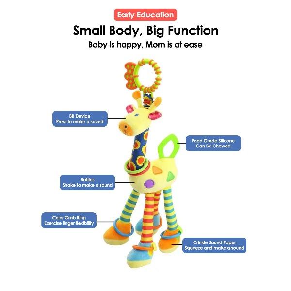 1pcs Random Soft Giraffe Handbells Rattles Plush Infant Baby Development Handle Toys WIth Teether Baby Toy For Newborn Gifts