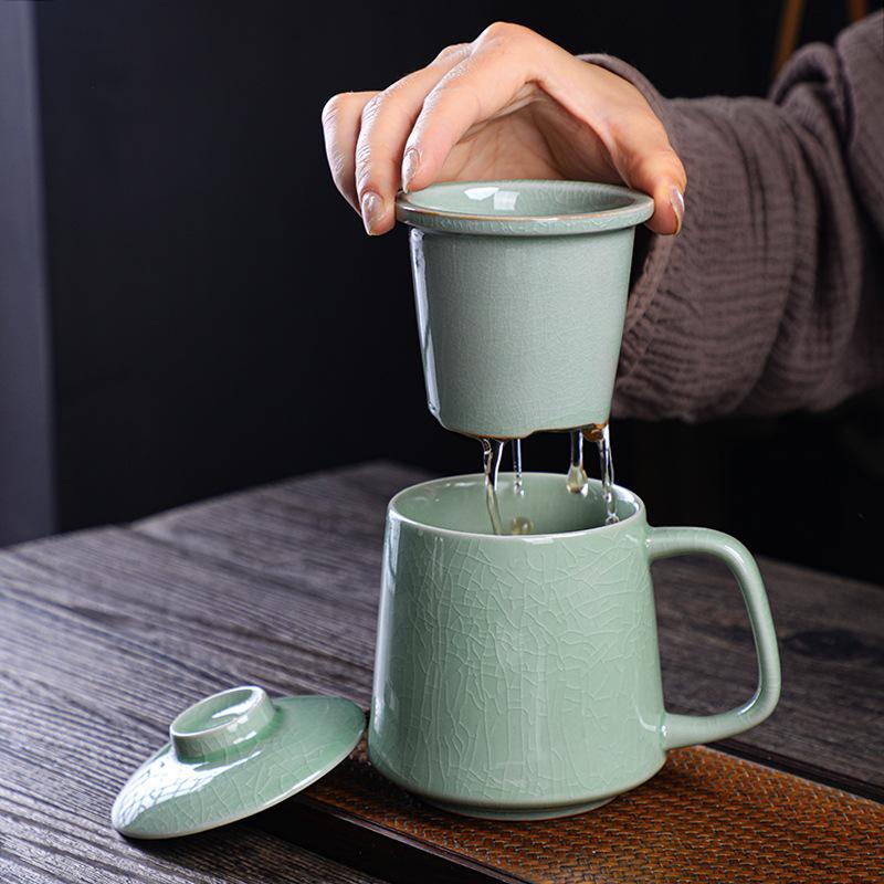 mug with lid cup summer ceramic office teacup simple coffee cup large capacity household water cup gift