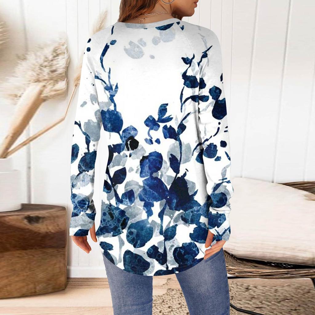 Womens Oversized Sweatshirt Graphic Sweater Long Sleeve Drop Shoulder Round Shirt Tops Vintage Clothes