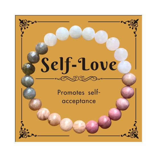 Bracelet Sustainable Natural Faux Crystal Stretchy Bracelet with Four Healing Stones Rose Quartz Bracelet