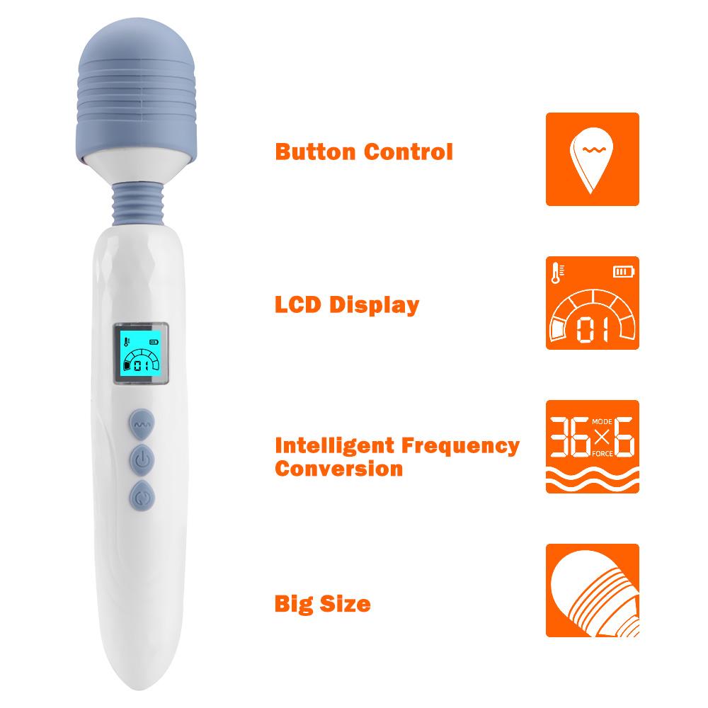 Kitoris Stimulieren 36 Geschwindigkeiten LCD AV Stick Vibrator Beheizter G-Punkt Vibrator Weiblicher Masturbationsmassagegerät Sexspielzeug für Frau USB-Aufladung Zauberstab