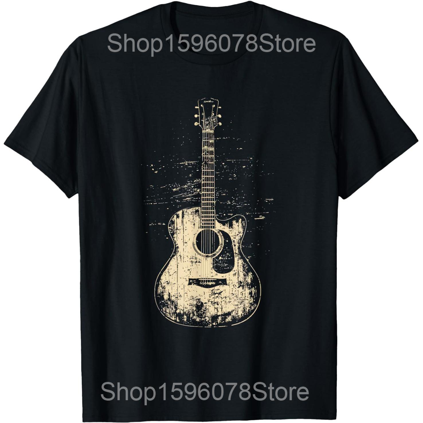 Guitar Lake Mountain Reflections Shadow Love Musician T Shirts Unisex Humor Streetwear Tee Shirt Short Sleeve Unisex Loose Clothing S