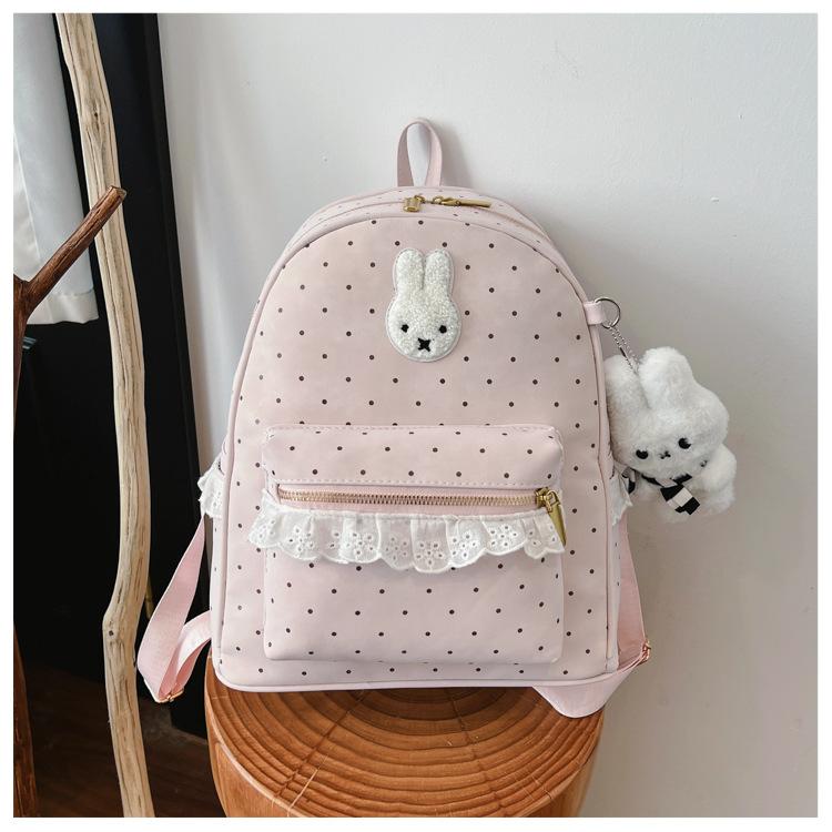 Schoolbag New Cute Cartoon Star Polka Dot Backpack Korean Versatile Plush Large-capacity Schoolbag College Girl Backpack