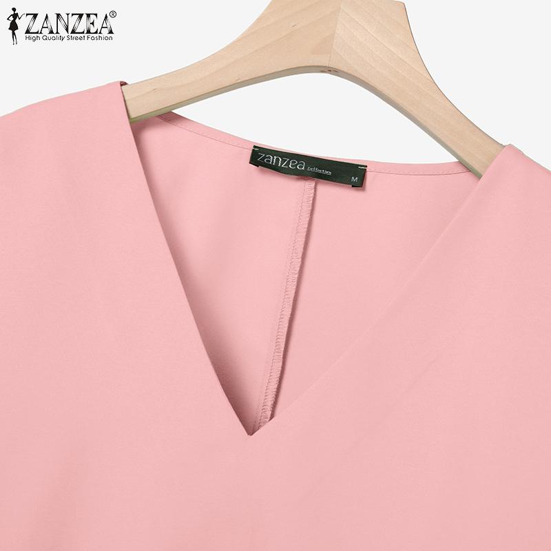 ZANZEA Lässiges Zweiteiler-Set für Damen mit 3/4-Ärmeln, Bluse und Hose mit weitem Bein