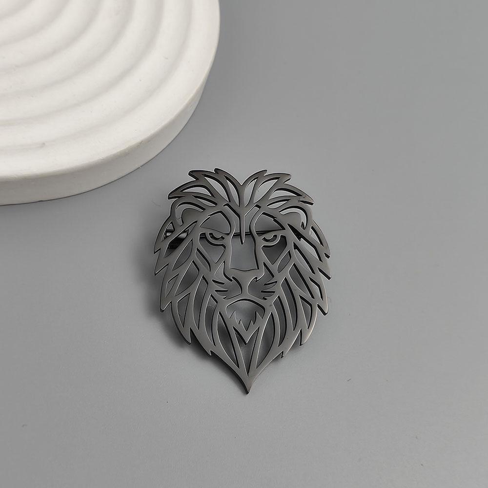 Stainless Steel Lion Brooch Cufflinks for Suit Shirts - In Stock