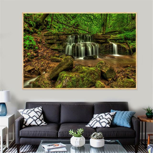 

Плакат с изображением природы, картина с водопадом, лес, весеннее украшение, Maison Mountain Water, настенная живопись, печать на холсте, домашний декор 21cm×30cm NoFrame