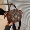 High-end Fashion Women's Small Round Bag, New Retro Printed Handbag, Casual Versatile Single Shoulder Oblique Span Bag