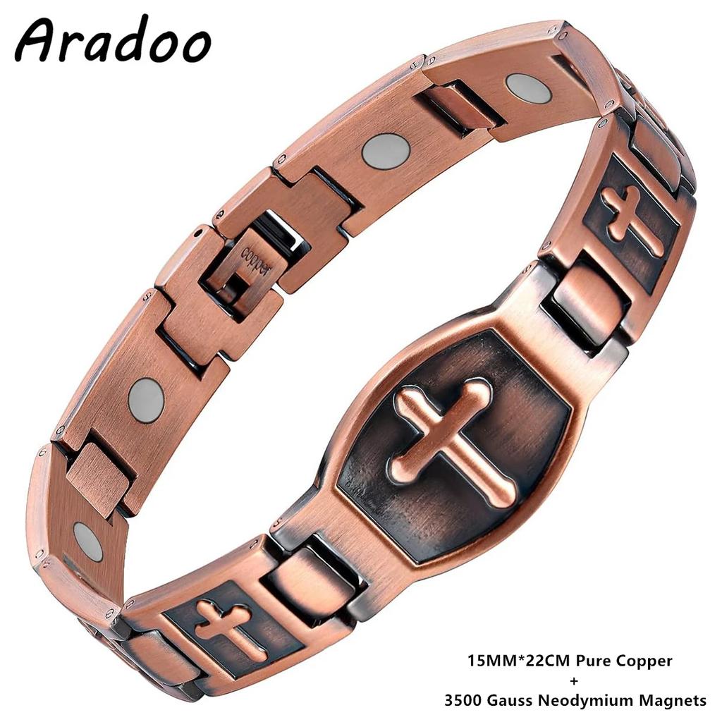 Reines Kupferarmband für Herren Magnetische Vintage-Armbänder Armband Verstellbarer Schmuck Geschenk mit Größenwerkzeug