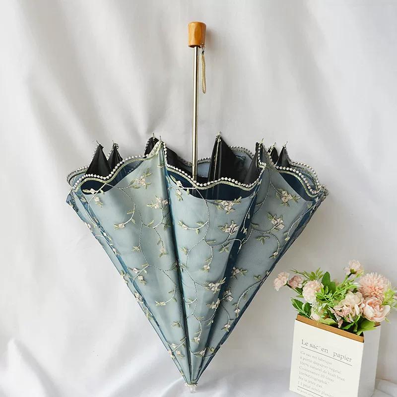 Umbrella Lace Sun Umbrella Female Embroider Sun Protection UV Protection Sun Umbrella Retro Style Princess Umbrella Sunny and Rain Dual-Use