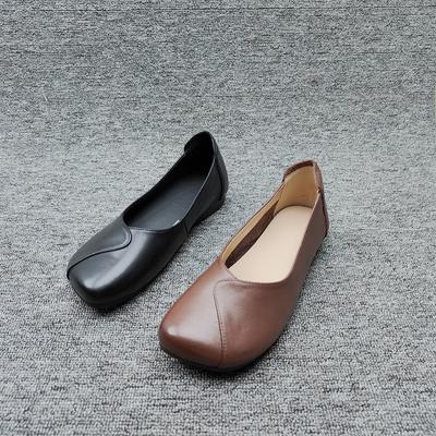 Móda Retro Dámské Boty Dámské Mokasíny Měkké Baleríny Pravá Kůže Babička Nové Pohodlné Letní Šaty Jarní Boty Žena Pohodlné