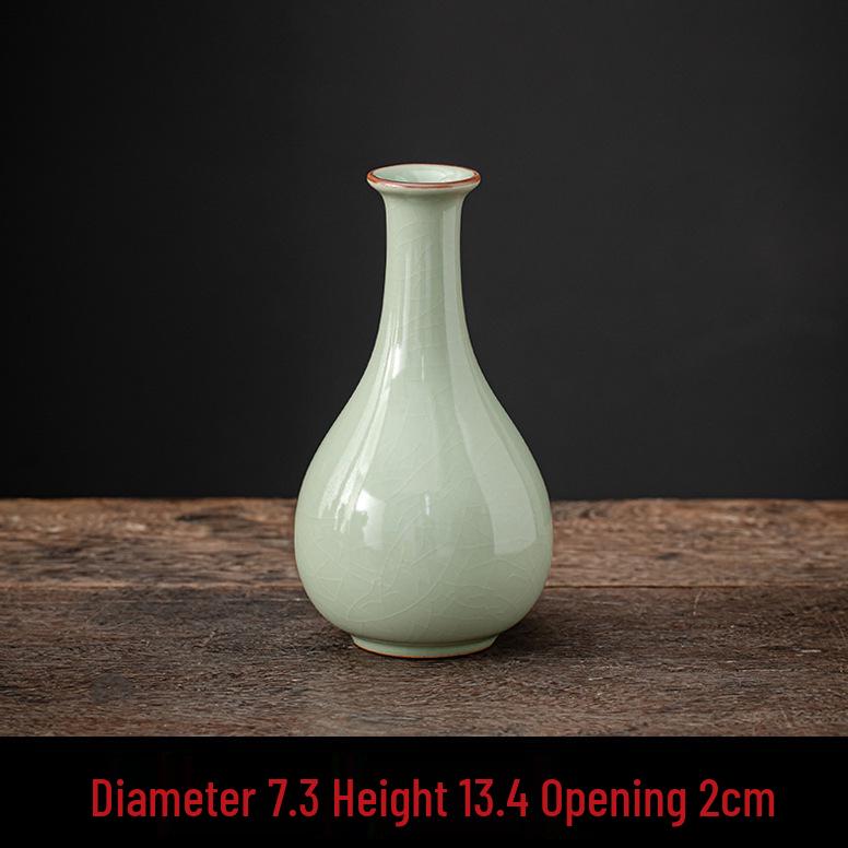 Elegant Bean Green Ceramic Vase - Ru Kiln Luxury Home Decor, Multiple Shapes for Living Room Flower Arrangements