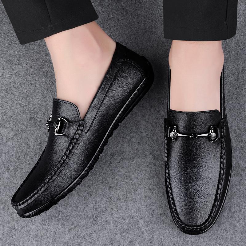 Fashion 2025 New Men Genuine Leather Loafers Non Slip Office Shoes Breathable Outdoor Slip on Flats Casual Shoes Man Dress Moccasins