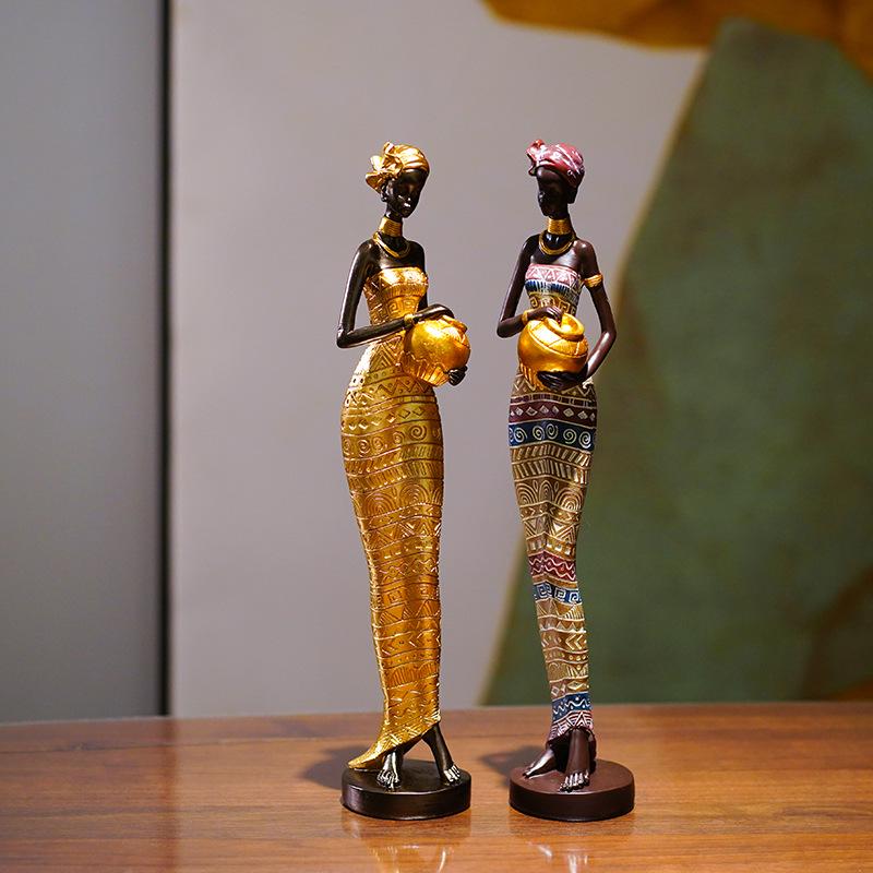 African Black Art Resin Figurine: Creative Home Decor for Living Room, Entrance Hall, or Wine Cabinet TV Stand