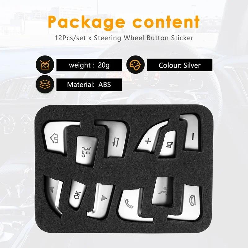Hot Interior Mouldings 12Pcs Car Styling Steering Wheel Button Covers Trim Stickers For Mercedes Benz GLC X253 2015 2016 & C Cla