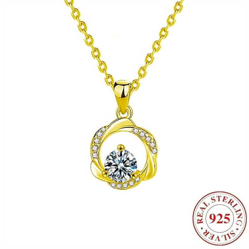 Elegant S Silver Synthetic Zircon Pendant Necklace The Simple Design Is Dazzling and Makes It the Perfect Gift for Her, Suitable for Everyday Wear or