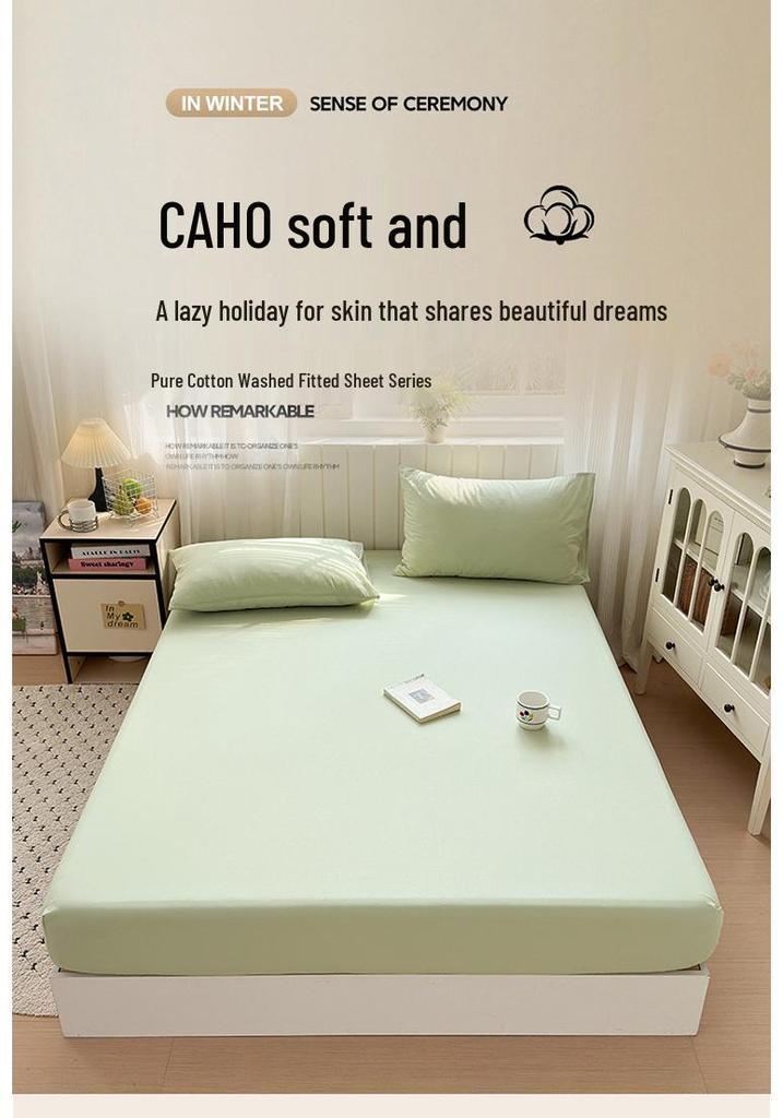 100% Cotton Solid Color Fitted Bed Sheet Set - 3 Pieces, Single/Double Size, Pure Cotton for Home or Dorm.