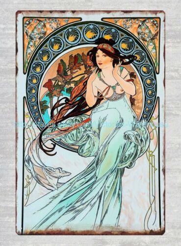 unique wall art The Arts Music  Alphonse Mucha art nouveau metal tin signAluminum 20x30cm（7.8x11.8inch）
