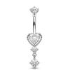 Curved Navel Rings Crystals Sexy Body Belly Button Ring Chains Flower Heart Belly Piercing Umbigo Stainless Steel Jewelry