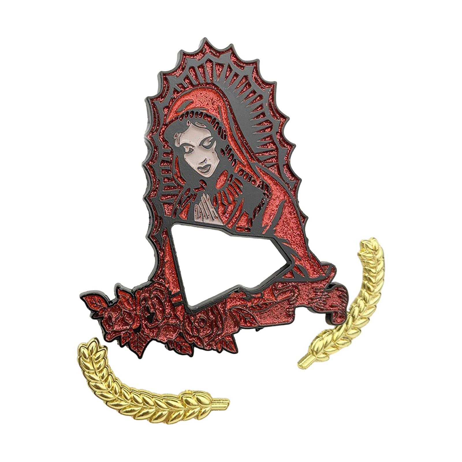 

Религиозная шляпная булавка Изысканное украшение для шляпы Дева-тематические лацканные значки Ювелирные изделия ручной работы Универсальный значок для рубашки и сумки красный