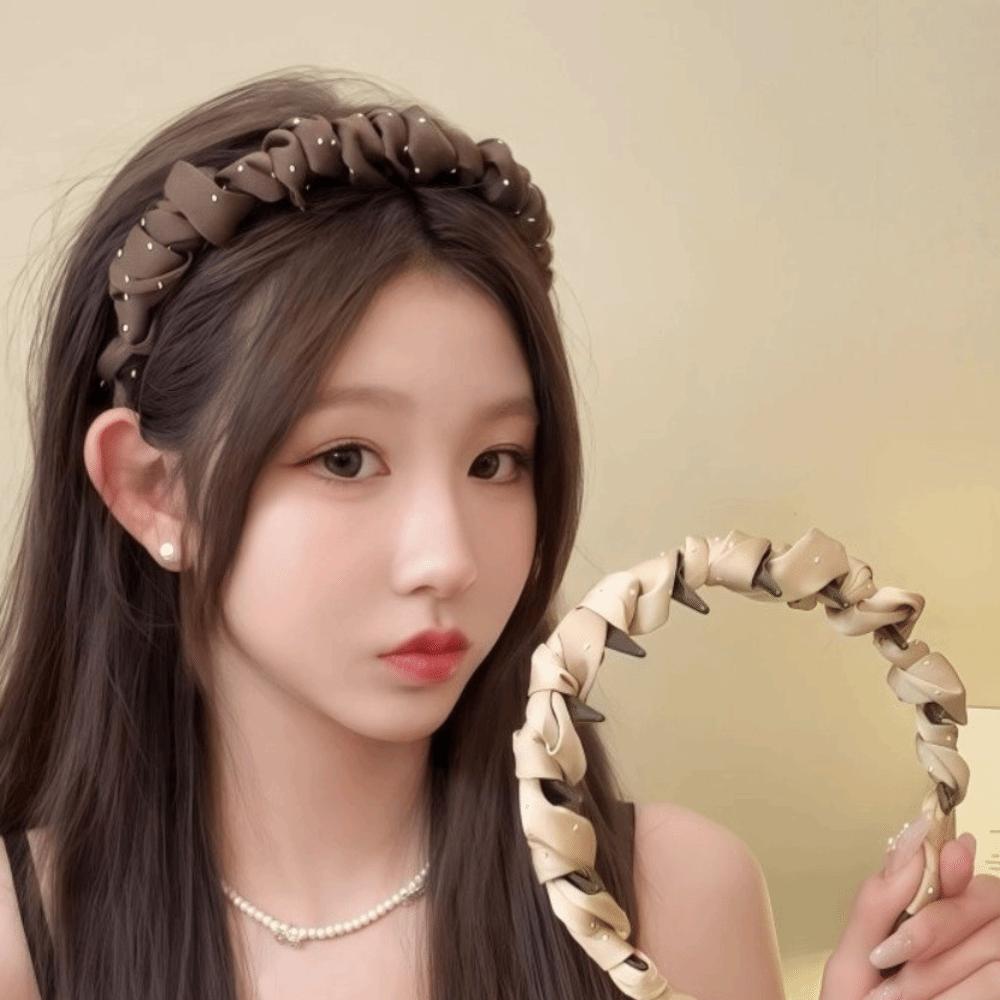 Comfortable Rhinestones Toothed Headband Satins Material Non-slip Hair Band Fashion Accessory