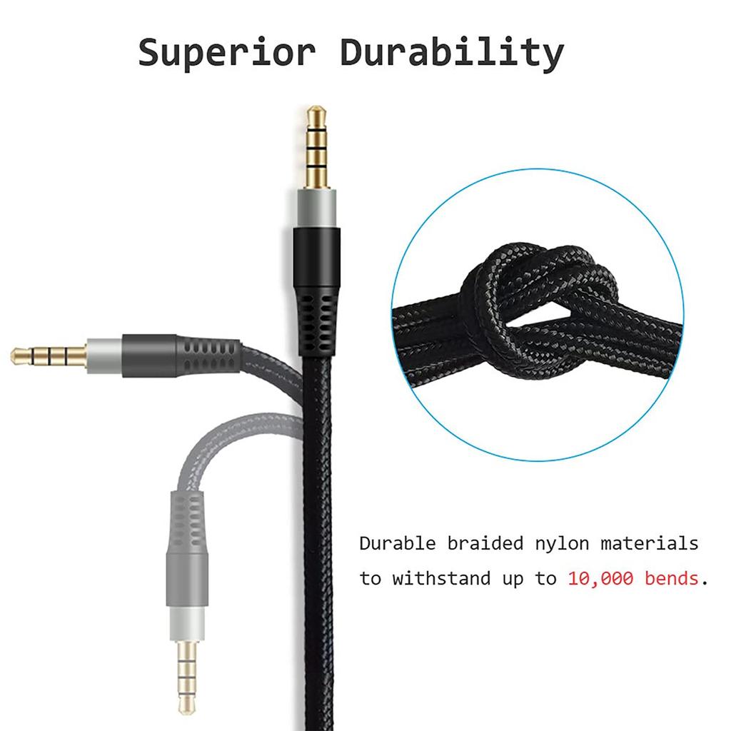 High-Quality Headphone Audio Cord Cable Audio AUX-Cable for HyperX Cloud Headphones Replacement Cable for Gamers