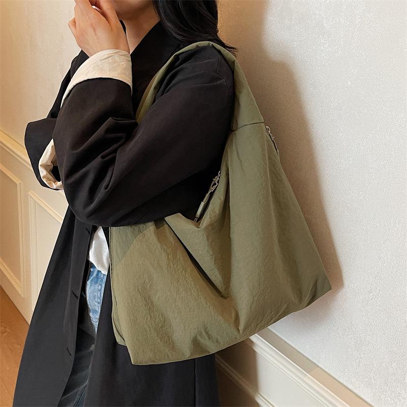 Japan and Korea Lazy Wind Washed Canvas Bag Large Capacity Shoulder Handbag Literary Youth Solid Color Commuter Cloth Bag
