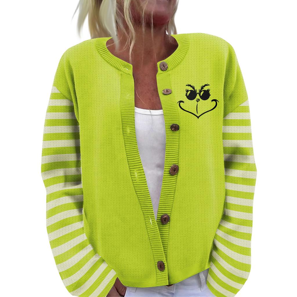 Women's Christmas Print Knitted Sweater Cardigan