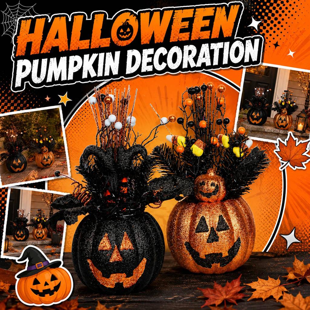 Halloween Artificial Pumpkin Tree Floral Arrangement Table Centerpiece Decoration