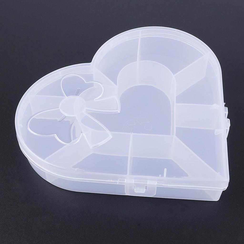 PVC Adjustable Practical Heart Storage Box Bead Ring Box Jewelry Presentation Organizer
