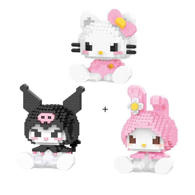 Sanrio Anime  My Melody Cinnamoroll Pompompurin Kuromi Friends Building Blocks Bricks Girl Children Kid Toy Gifts Set