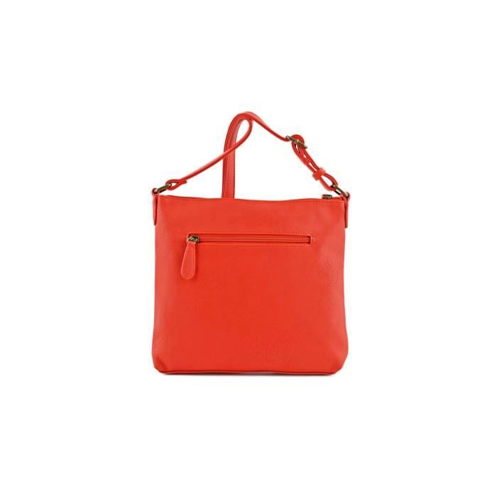 Sac bandoulière - LE TEMPS DES CERISES - Loop 7 - Couleur Corail - Dimensions 25x28x3 cm - Femme