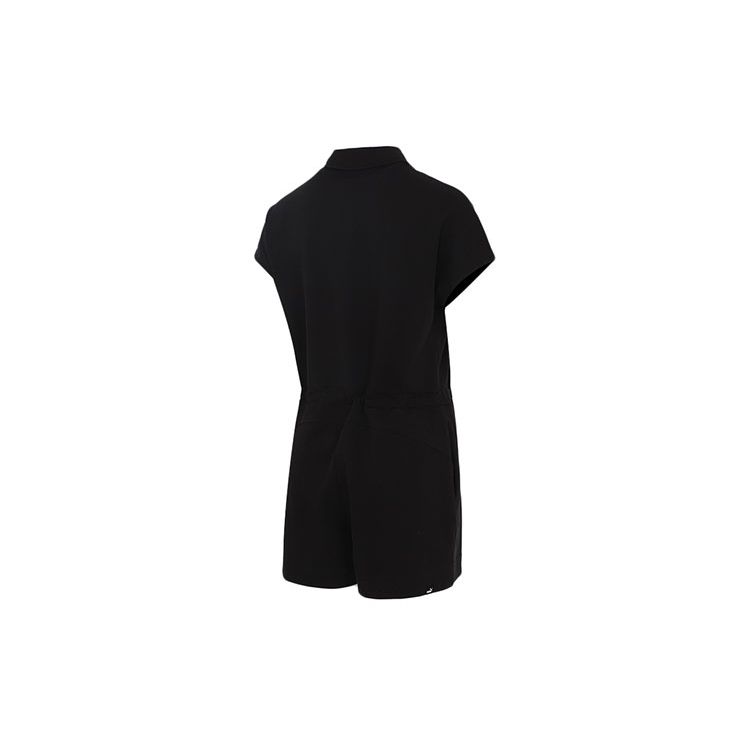 Puma SS21 Women's Solid Color Zip-Up Drawstring Romper Shorts Black