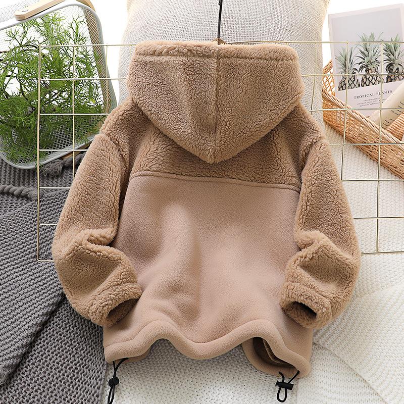 Barnjacka Kappa Höst Vinter Varm Fleece Ytterkläder Pojkkläder Fleece Förtjockad Pojkkläder 4 8 Till 10 År
