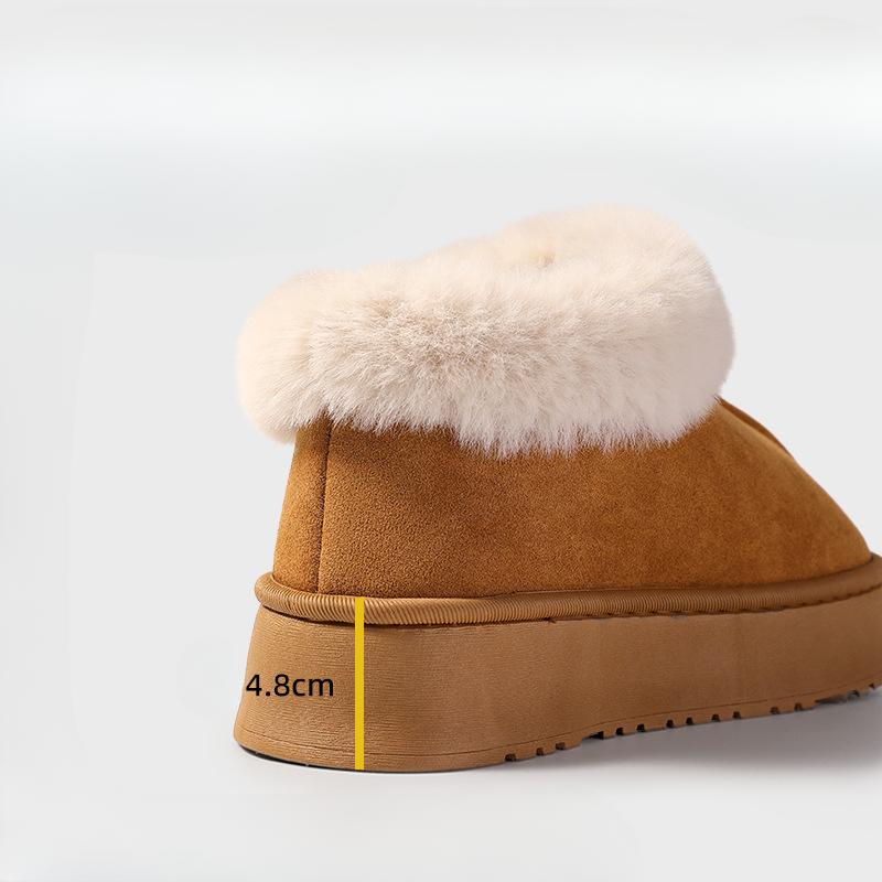 New Indoor and Home Anti-slip, Height-increasing, Warm, Fleece and Thickened Cotton Shoes for Women