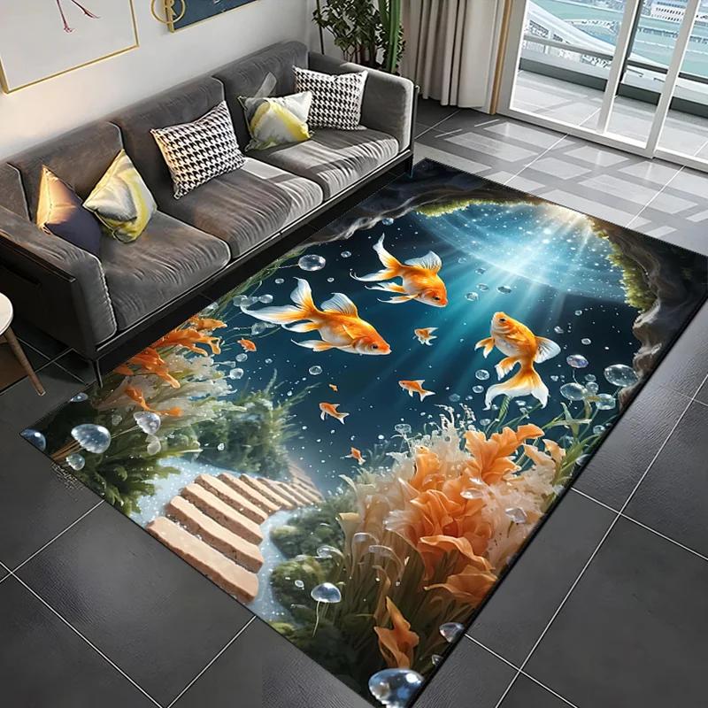 

Яркий ковер «Морская жизнь» – Нескользящий напольный коврик с захватывающим дизайном морских существ | Идеально подходит для декора спальни и гостиной 60*90cm