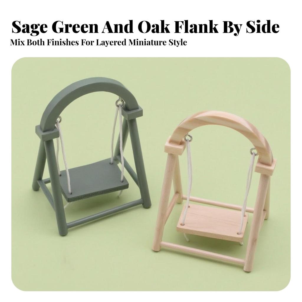 Freestanding Wooden Miniature Swing with A-Shaped Collectible Model
