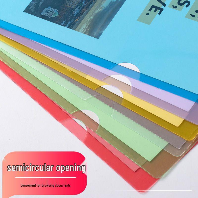 Transparent Colored A4L Thickened Two-Page Folder for Student Test Papers